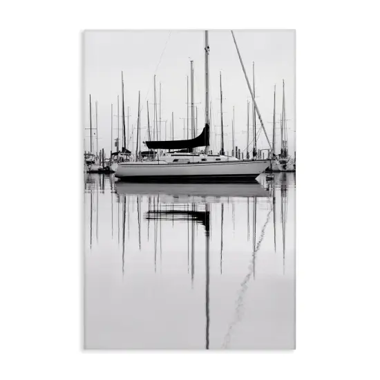 Stupell Industries Monochrome Boat Harbor Canvas Wall Art Design by Nicholas Bell {1}
