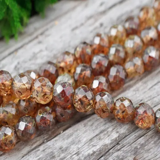 *12* 12mm Amber Sunset Travertine Fire Polished Round Beads {2}
