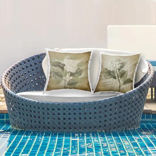 Vintage Opaque Hydrangea 2 PC Outdoor Printed Pillow Set Design by Lanie Loreth, 18 x 7 x 18 {2}