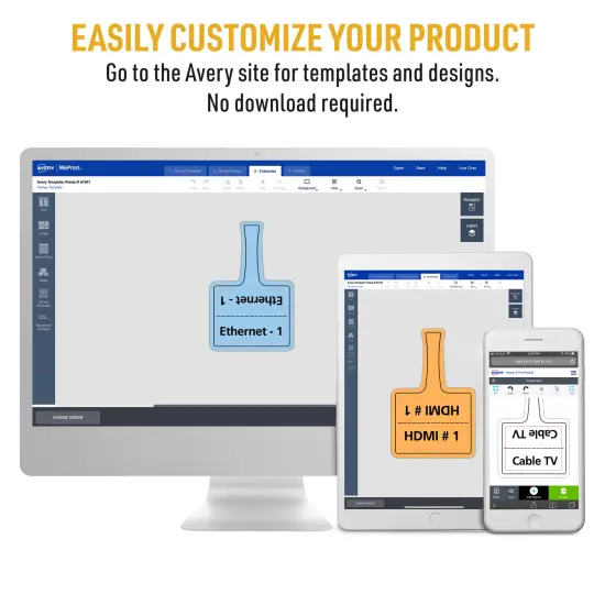 Avery Cable Labels, T-Style Self-Adhesive Cord Labels, 1.25" x 2",8 Colors, Tear-Resistant Wire Labels, Laser/Inkjet and Handwrite-Compatible, 240 Wire Marking Labels Total (61542) {3}