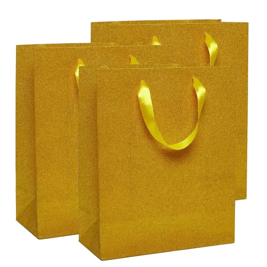 Glitter Grain Euro Totes 10 1/4'' x 4 3/4'' x 12 5/8'' for Stylish Packaging Gold {6}