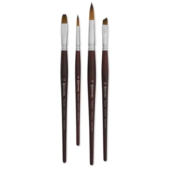 Escoda Prado Tame Synthetic Brushes - Series 8913 Set of 4, Assorted Sizes, Short Handle {1}