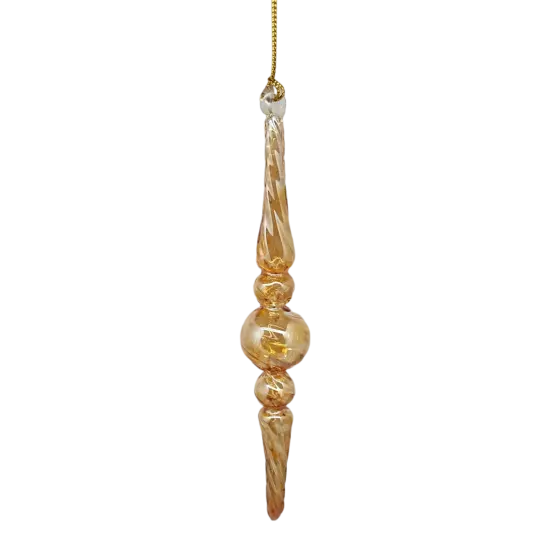 Outer Swirl Icicle Glass Ornaments - Gold -Finial {1}