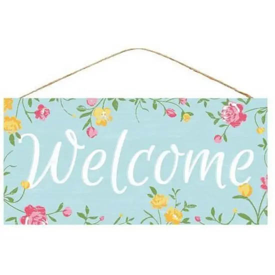 12" Wooden Sign: Welcome Floral Sign {1}