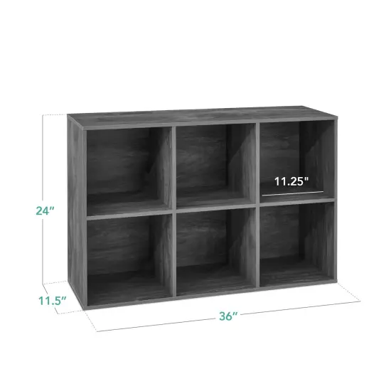 Best Choice Products 6-Cube Bookshelf, 11in Display Storage System, Organizer w/ Removable Back Panels Dark Gray {2}