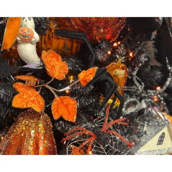 8" Black Flocked Spider {2}