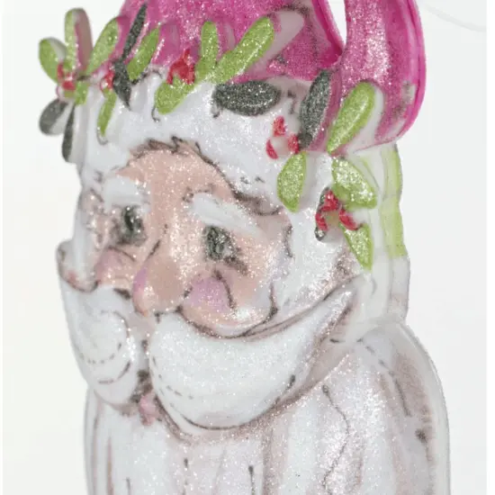 5.5" Pink Santa Ornament {2}