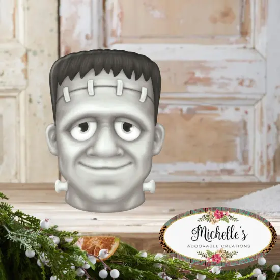 12" Metal Embossed Sign: Frankenstein (Black) {4}