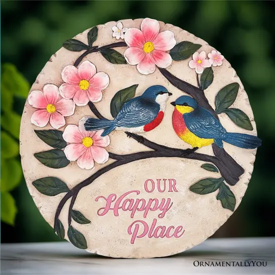 Blossoming Songbirds Positivity Stepping Stone, 9.5" Happiness Garden Decoration and Support Gift {1}