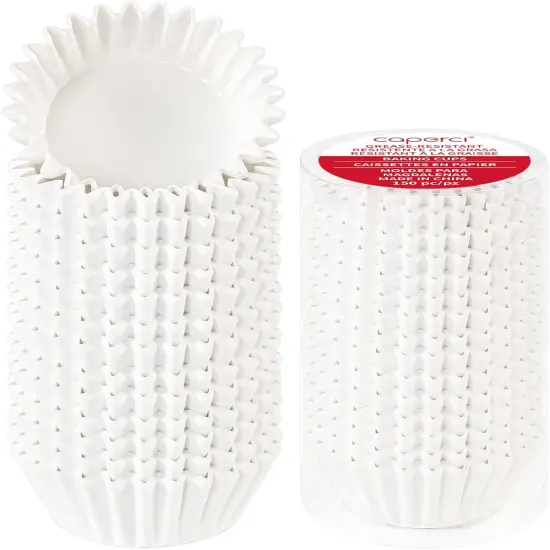Heavy Duty Standard White Cupcake Liners 150 Counts - Grease-Resistant Paper Muffin Baking Cups, Odorless, No Muffin Pan Needed, Easily Peels (White) {4}