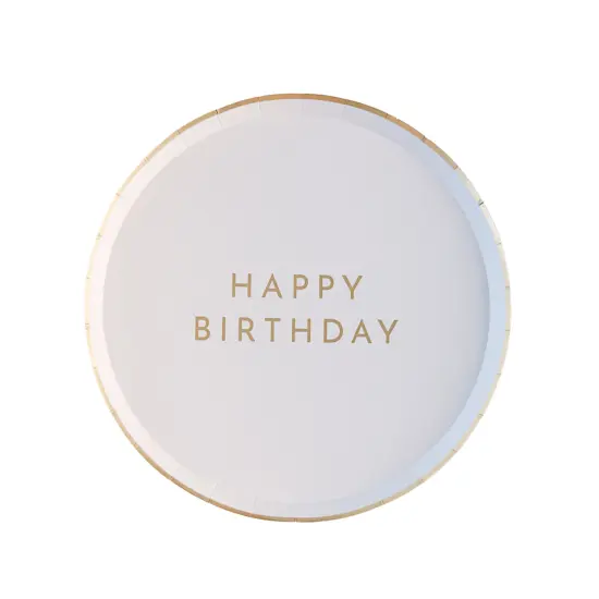 WHITE & GOLD SIGNATURE HAPPY BIRTHDAY SMALL PLATES {1}