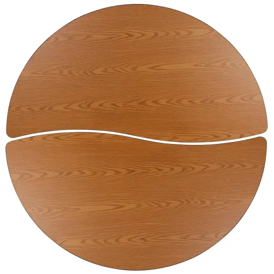 Emma and Oliver 2 Piece Mobile 60" Circle Collaborative Grey Kids Activity Table Set Oak {5}