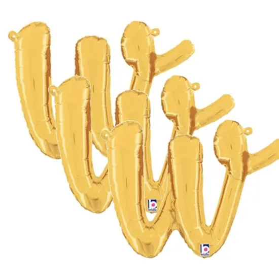Betallic&reg; 14 inch Script Letter W Gold Air Fill Only {6}