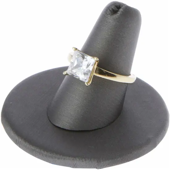 Plymor Gray Faux Leather Ring Finger Display, Single on Round Base, 2" W x 2" D x 1.25" H {3}