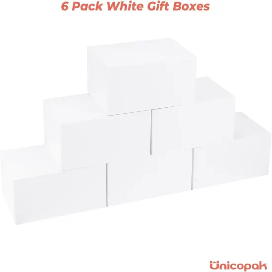 6 Pack 9x6x4 Gift Boxes White Gift Boxes with Lids for Presents White Boxes Bulk for Gifts {3}