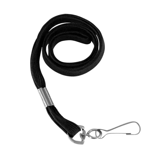 Flat Lanyard with J Hook, Black, Pack of 100 {1}