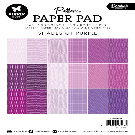Studio Light Essentials Pattern Paper Pad 5.86"X8.26" 36/Pkg-Nr. 249, Shades Of Purple {3}