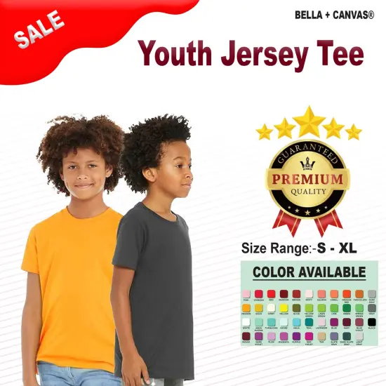 BELLA + CANVAS&reg; Youth Jersey Crewneck Short Sleeve Tee Red {2}