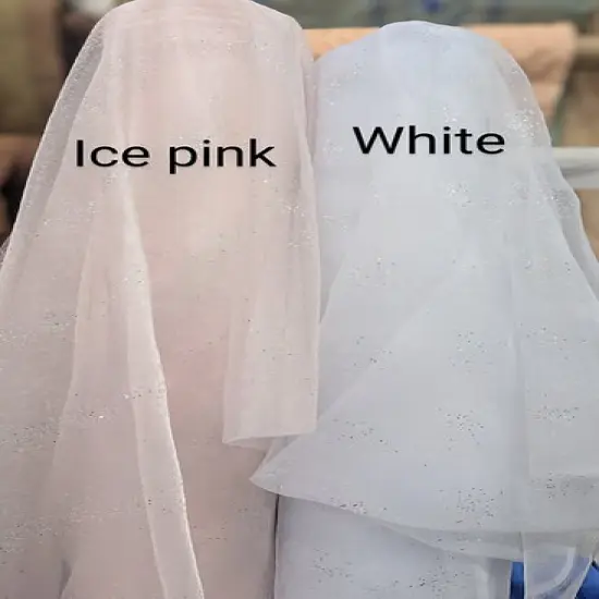 1 Yard Dew Drop Sparkle Organza Fabric Glitter Diamond Sheer Polyester 58/59 inches wide Ice Pink {1}