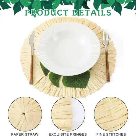 140 Pcs Hawaii Luau Placemats Include 20 Pcs Boho Round Fringe Placemats {3}