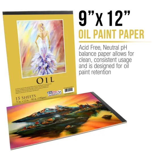 9" x 12" Premium Heavy-Weight Oil Painting Pad (2 Pack, 30 Sheets Total) - 90lb (190gsm) - Oil Pastel Paper for Students and Adults {2}