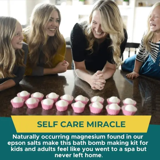 DIY Gift Kits Bath Bomb Making Kit for Kids, Make 12 All Natural Bath Bombs at Home, Made in the USA, 100% Pure, 7 Essential Oils, Epsom Salts, Cupcake Mold Liners, Recipes, Gift Box Included Multicolor {4}