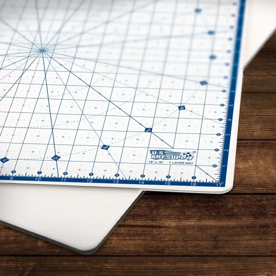 18" x 18" Self-Healing Cutting Mat 7-Ply - Rotary White/Blue Craft Mat, Non-Slip Cutting Mats for Crafts, Sewing, Quilting, Scrapbooking {6}