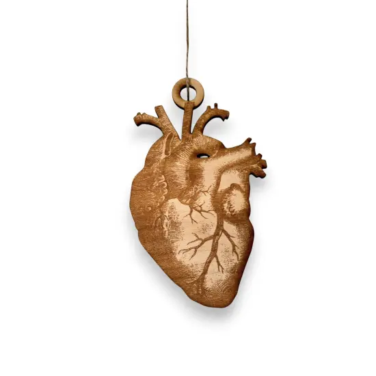 Ornament - Heart - Raw Wood 3x4in {1}