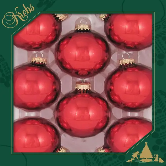 Christmas By Krebs 2 5/8 Glass Balls - Gold Caps - Christmas Red - 8 Pack {2}