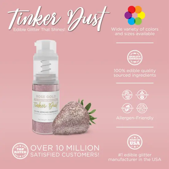 Bakell - Rose Gold Tinker Dust Edible Glitter (4g, 1x Spray Pump) for Food, Desserts, and Beverages! {2}