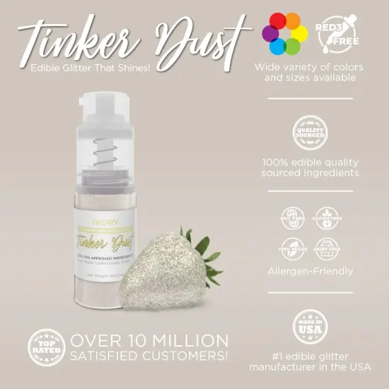 Bakell - Ivory Tinker Dust Edible Glitter (4g, 1x Spray Pump) for Food, Desserts, and Beverages! {2}