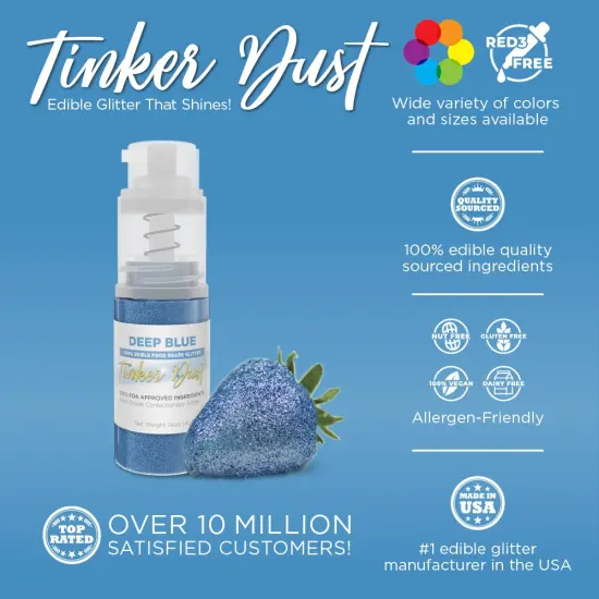 Bakell - Deep Blue Tinker Dust Edible Glitter (4g, 1x Spray Pump) for Food, Desserts, and Beverages! {2}