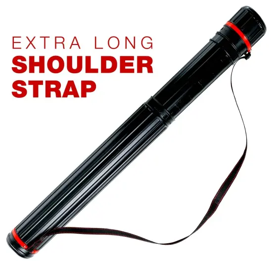 Poster Tube - Telescoping Adjustable 25" to 42" - Durable 3-1/4" Diameter Storage Tube - Art Poster Carrier Holder & Blueprint Storage Drafting Tube Travel & Protection {5}