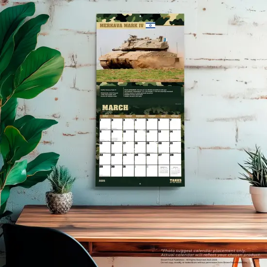 Tanks of the World | 2026 12 x 24 Inch (Hanging) Monthly Square Wall Calendar | Plastic-Free {5}