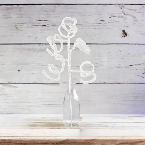 39" Iridescent Curly Hanging Spray: White/Silver {4}