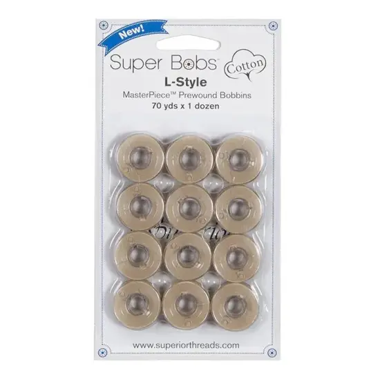 Super Bobs Cotton #153 Parchment (L Style) 12 pack pre-wound bobbins {1}