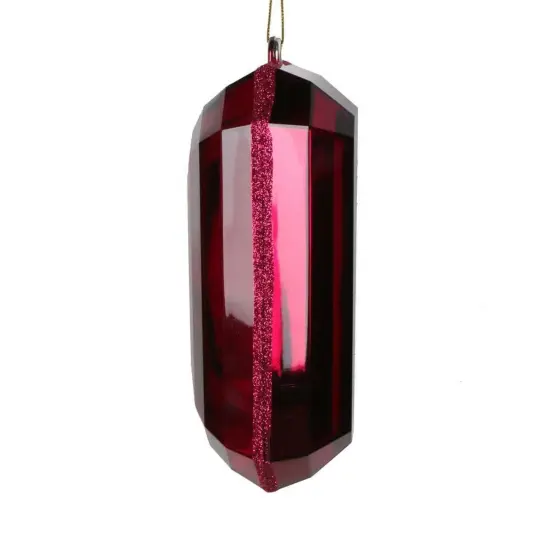 8" Acrylic Rectangle Jewel Ornament: Burgundy {2}