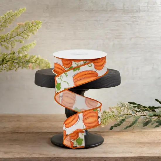 1.5" Pumpkin Patch Ribbon: Off White (10 Yards) {3}