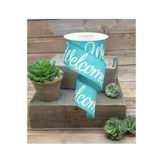 2.5" Welcome Royal Ribbon: Light Teal (10 Yards) {2}