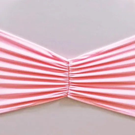 10 Pieces Pink Ruffled Spandex Chair Bands for Charming Event Decor 8x13 inches {4}