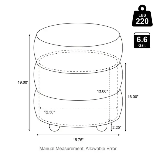 Modern Gradient Upholstered Storage Ottoman or Accent Stool with Rubberwood Ball Feet Blue {12}