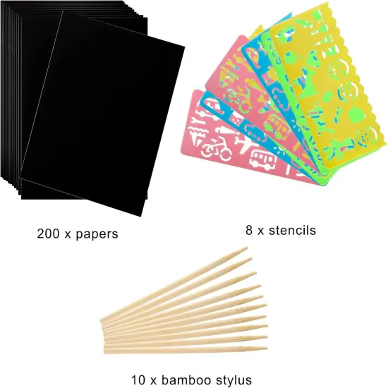 200 Pcs Scratch Paper Art Set {2}