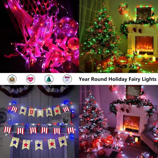 100 LED Color Changing Christmas Fairy Lights with Remote Timer - 100 LED USB {6}