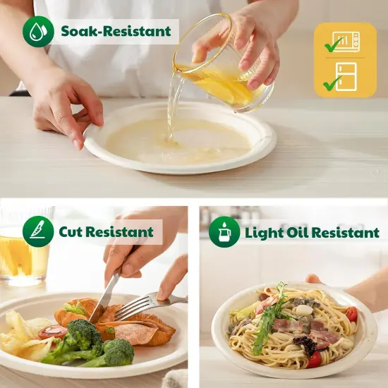 125 Count Compostable Paper Plates, 6 Inch Heavy Duty Disposable Plates by Biodegradable Bagasse, Dessert Plates Bulk for Party | Microwave-Safe | Soak-Resistant, Cut Resistant {5}