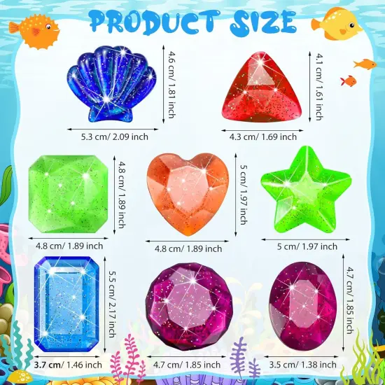 16 Pieces Dive Gem Pool Toys Sinking Dive Crystals Summer Underwater Toys Colorful Jewels Swim Precious Swimming Plastic Gems for Kids Toddlers Bath Water Games(Mixed Style) {2}