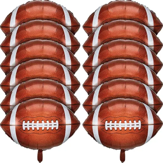 Football Balloons Football Rugby Shaped Aluminum Foil Balloons for Sport Themed Rugby Birthday Party Decor, 26 Inch(12 Pieces) {1}