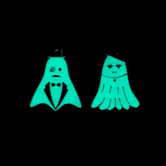 1 or 5 Pairs: Fancy Pair Glow in the Dark Ghost Charms {5}