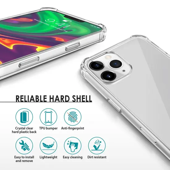 Crystal Clear Case For iPhone 12 / 12 Pro (6.1 inch), Shockproof TPU Bumper Shock-Absorbing Corners Protective Transparent Cover, by Insten {4}
