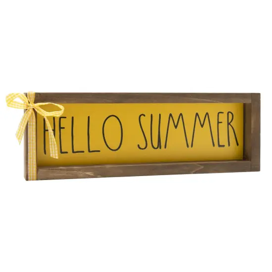 Summer Decorations For Home Hello Summer Wooden Sign Wall Table Centerpieces Shelf Mantle Office Decorative Wood Signage Rustic Farmhouse House Indoor Seasonal Decor {1}