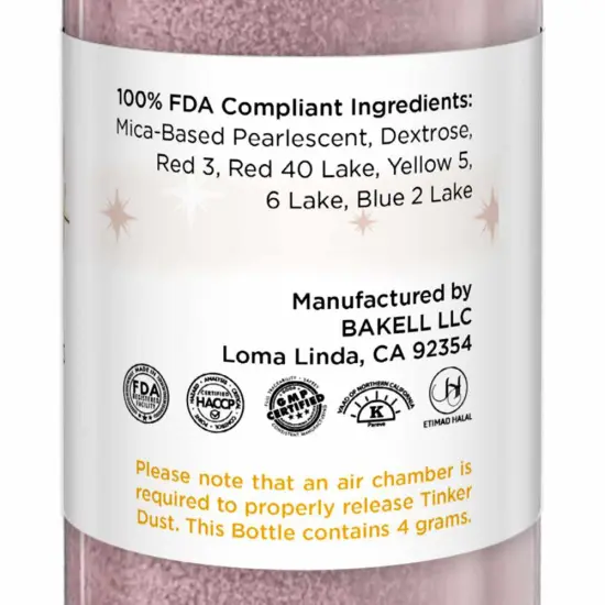 Bakell - Rose Gold Tinker Dust Edible Glitter (4g, 1x Spray Pump) for Food, Desserts, and Beverages! {6}